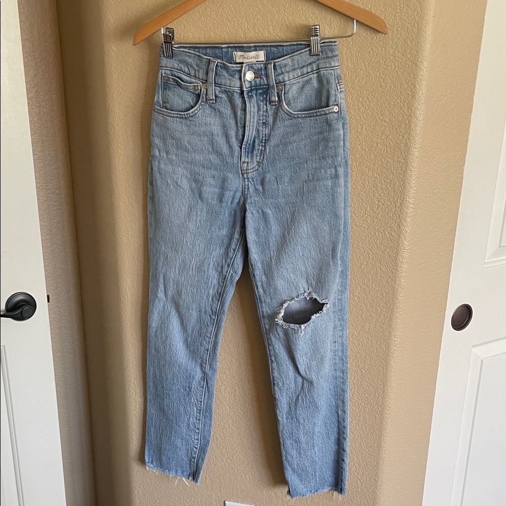 Madewell Women’s Distressed Light Wash The Perfect Vintage Crop Jean Size 24